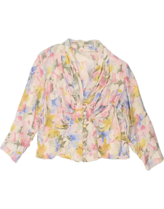 Women's Coats with BeltVINTAGE Womens Blazer Jacket UK 14 Medium Multicoloured Floral