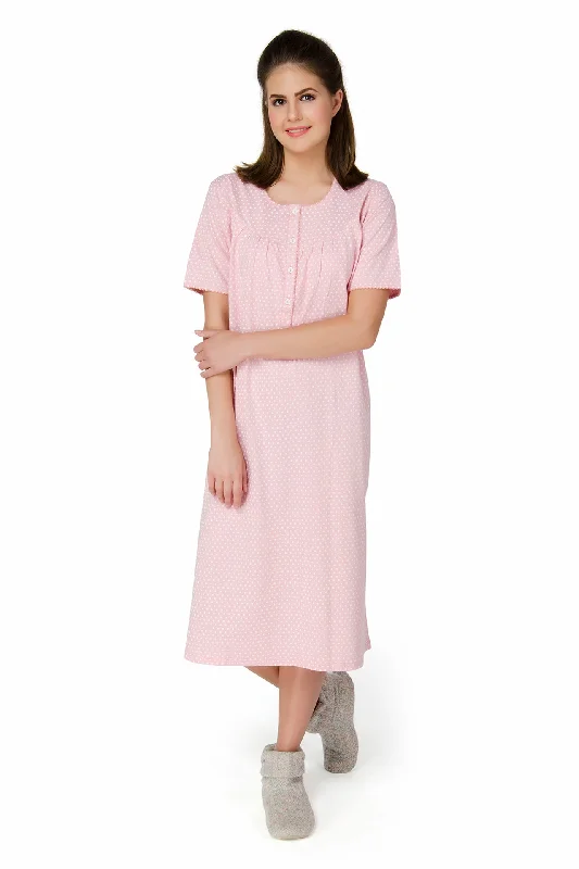 women's pajamas with a charming, vintage aestheticPeach Polka Dots Nightdress