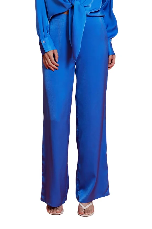 Women's Jodhpurs with Sweetheart CollarRue Satin Pants In Blue