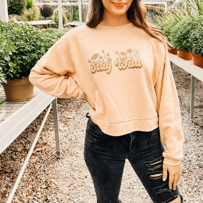 Women's Hooded Sweatshirts with Satin LiningStay Wild Cropped Sweatshirt