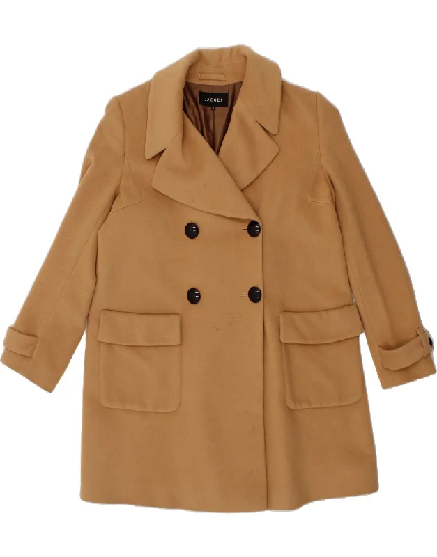 Women's Trench CoatsJAEGER Womens Double Breasted Coat UK 14 Medium Brown Angora