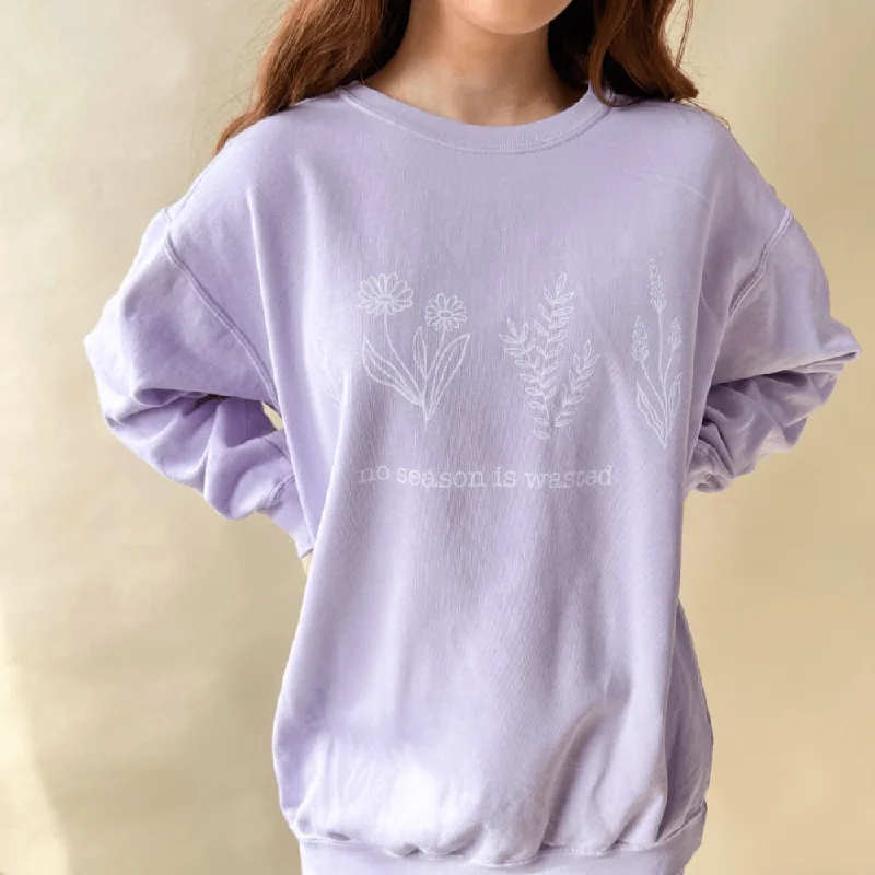 Women's Hooded Sweatshirts with DrawstringsNo Season Wasted Orchid Crewneck