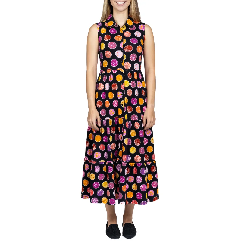 Women's Mini DressesPetri Dish Button-Up Tiered Long Midi Dress (With Waist Seam)