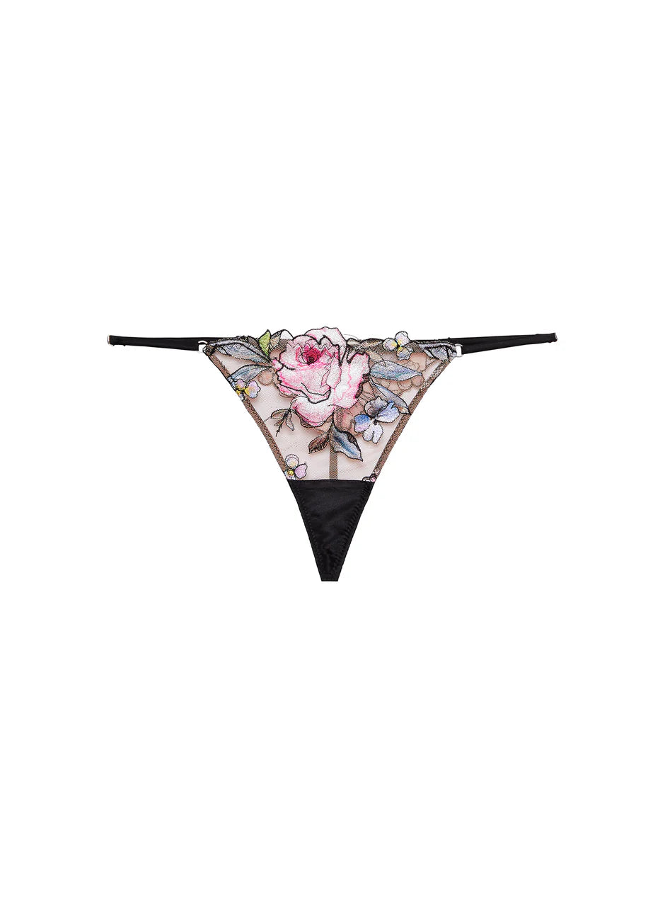 convertible plunge braBlack Fidelia Embroidery V-String