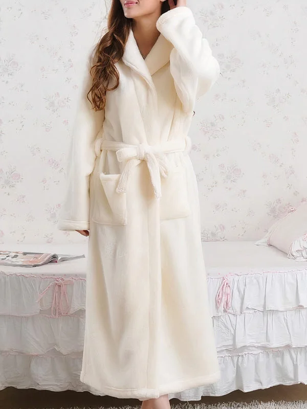 plus-size women's pajama pantsRobe de Chambre Longue Polaire Femme "Beige"