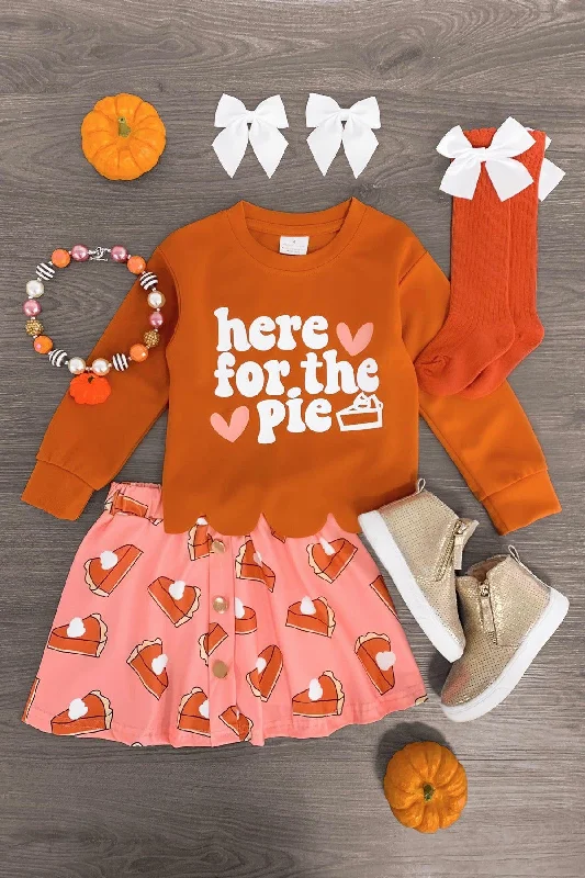 Women's Chic Skirts"Here For The Pie" Pink Skirt Set