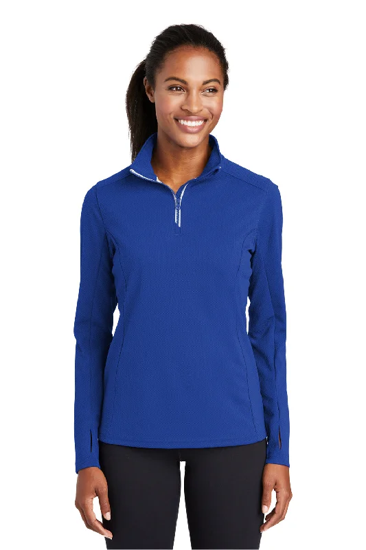 Women's Hooded Sweatshirts with Front PocketsSport-Tek Womens Sport-Wick Moisture Wicking 1/4 Zip Sweatshirt - True Royal Blue