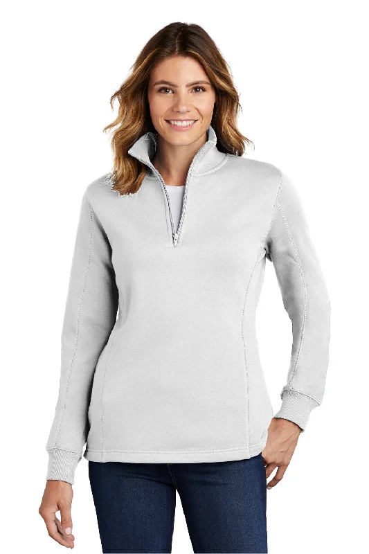 Women's Hooded PulloversSport-Tek Womens Shrink Resistant Fleece 1/4 Zip Sweatshirt - White