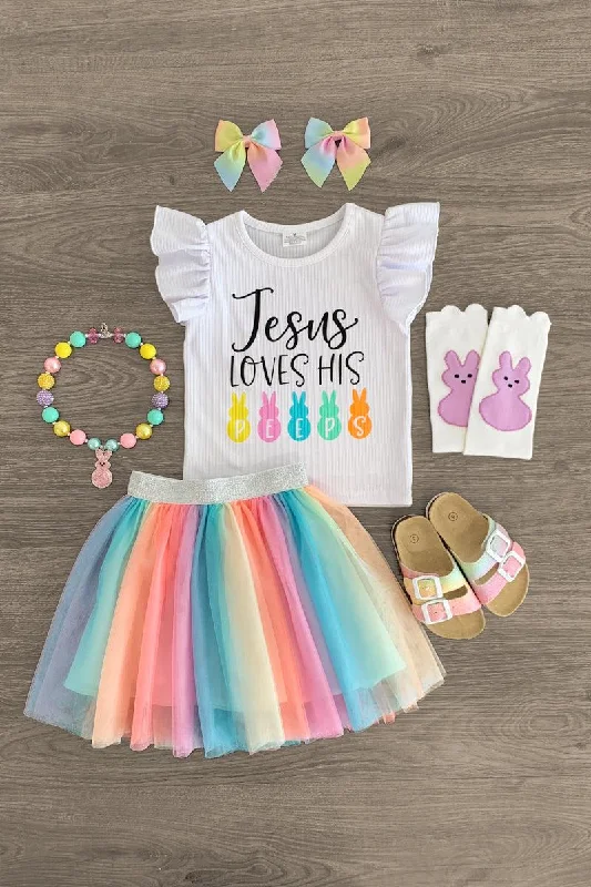 Women's Textured Skirts"Jesus Loves His Peeps" Tutu Skirt Set