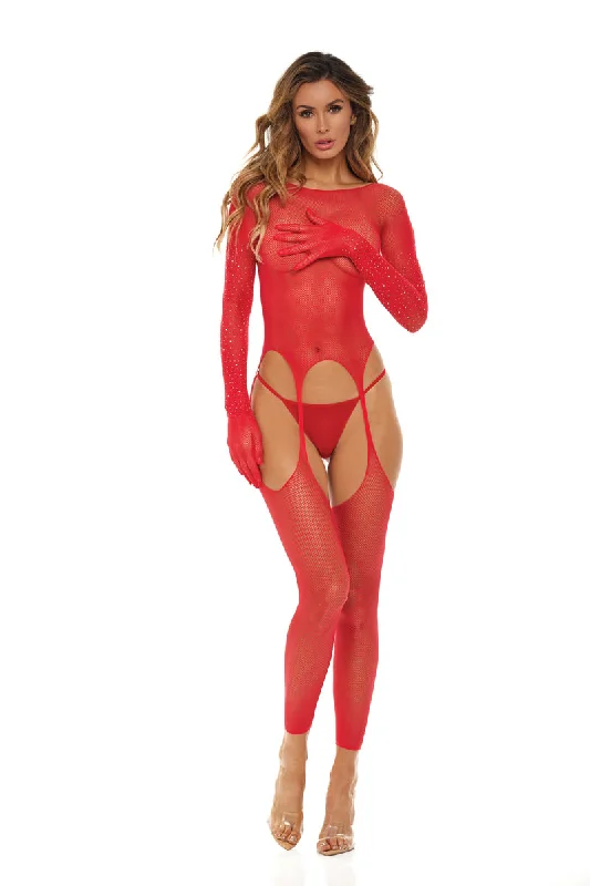 plus-size underwire balconette braBring It Over Bodystocking - One Size - Red