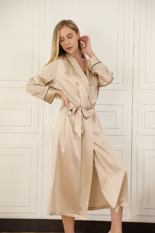 women's pajamas with a subtle shimmerwomen's silk midi robe