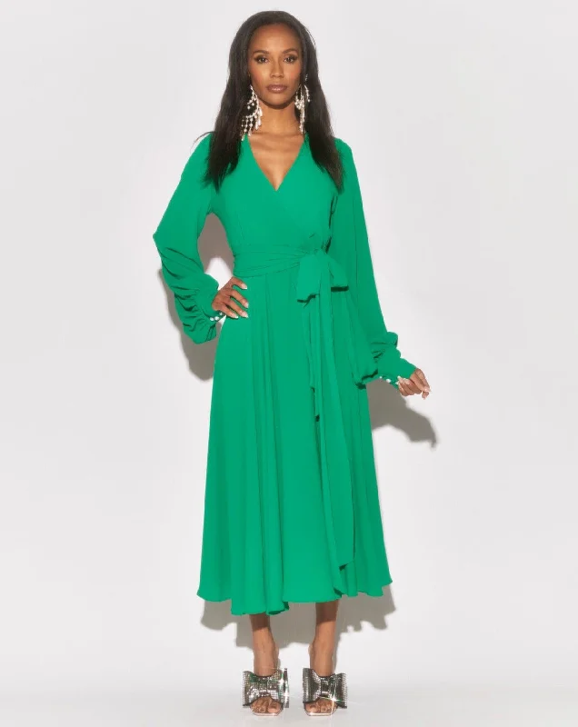 Women's Tiered DressesLilyPad Midi Dress - Emerald