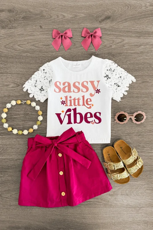 Women's Sweetheart Hem Skirts"Sassy Little Vibes" Skirt Set