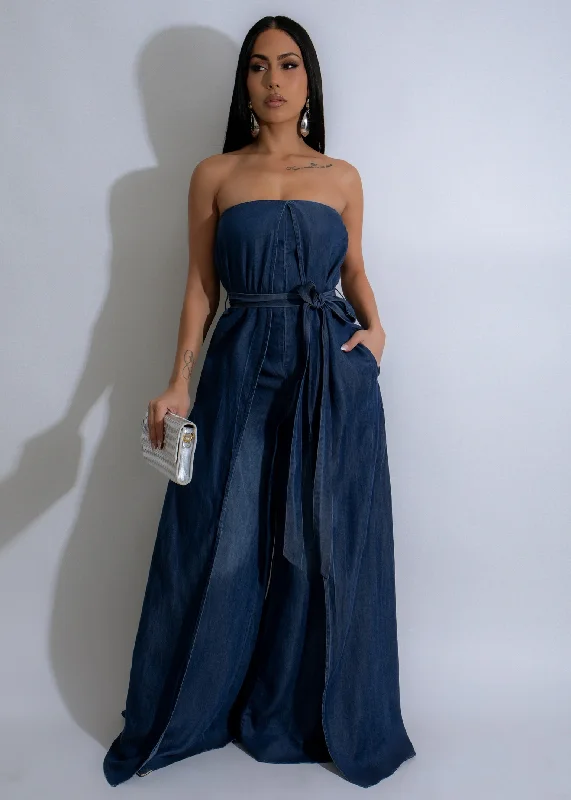 Women's Jumpsuits with Lapel CollarCerulean Rift Jumpsuit Denim