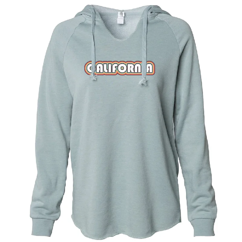 Women's Hooded Sweatshirts with Elastic WaistCalifornia 70's Rainbow Women's Soft Hooded Pullover