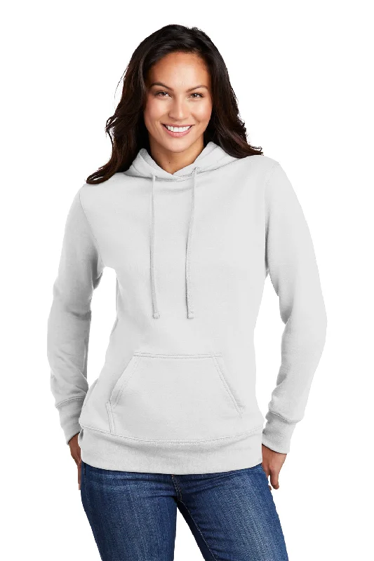 Women's Hooded Sweatshirts with Camouflage LiningPort & Company Womens Core Fleece Hooded Sweatshirt Hoodie w/ Pouch Pocket - White