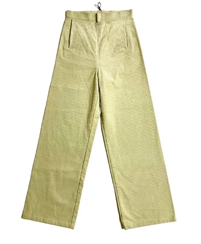 Women's Skinny JeansWomen's Wide Leg Corduroy Sailor Pants In Light Green