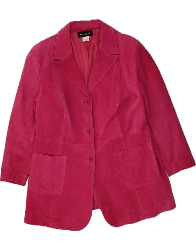 Women's Coats with Fur Trimmed HoodMIAMODA Womens Suede Overcoat IT 52 2XL Pink Leather