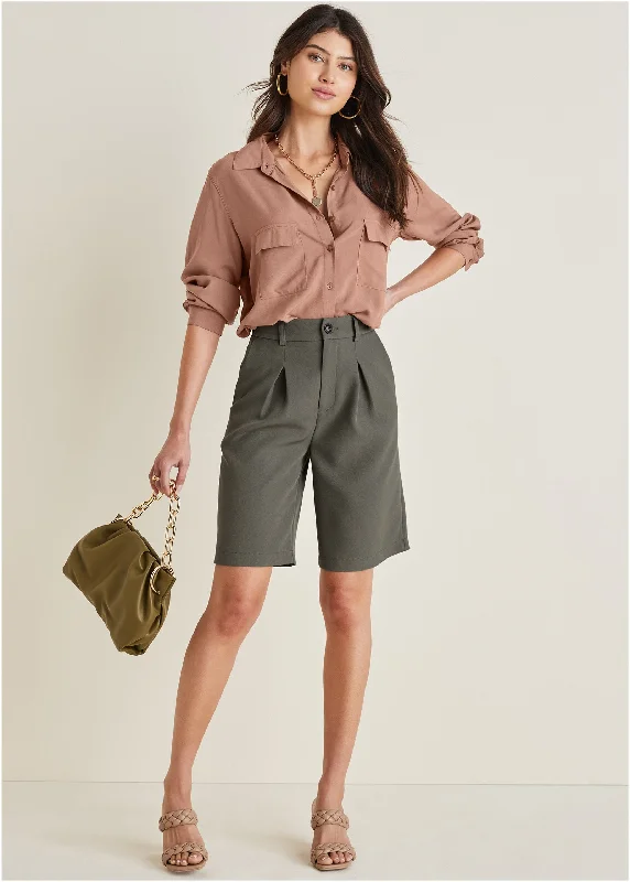 Women's Versatile ShortsBermuda Suit Shorts  - Olive