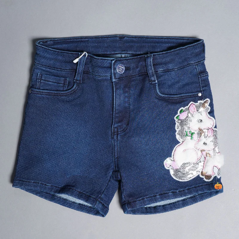 Women's Lace ShortsJeans Shorts for Girls with Unicorn Design