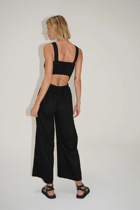 Women's Jumpsuits with BeltLa Rosa Linen Jumpsuit - Black