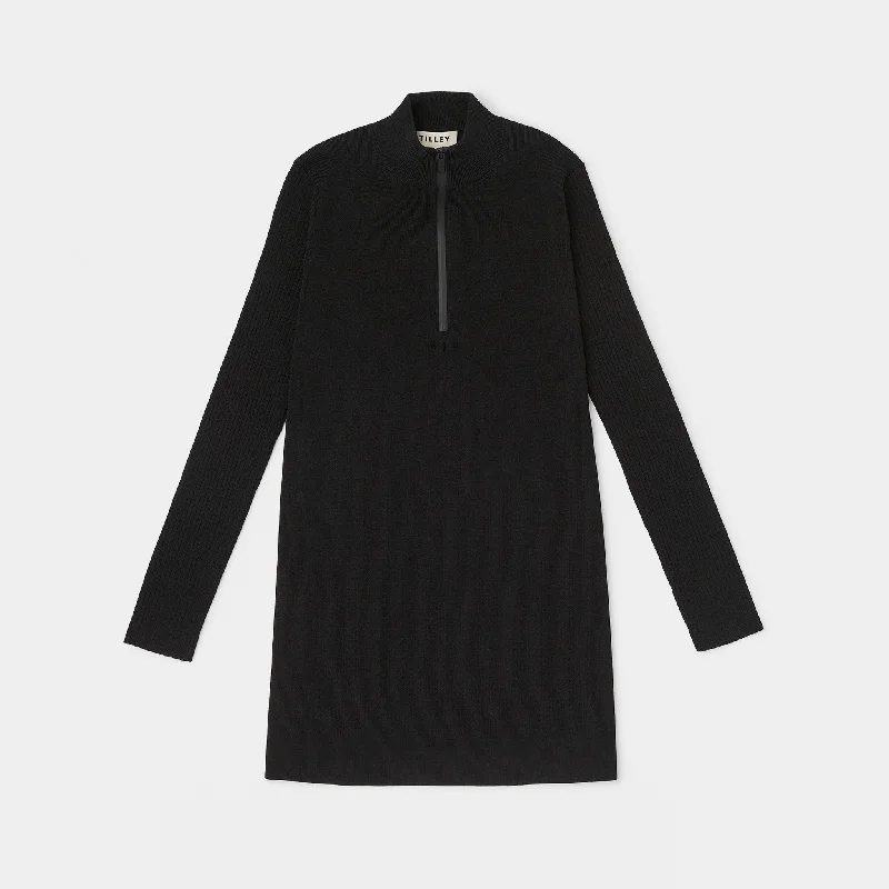 Women's Rounded Collar Sweaters1/4 Zip Sweater Dress