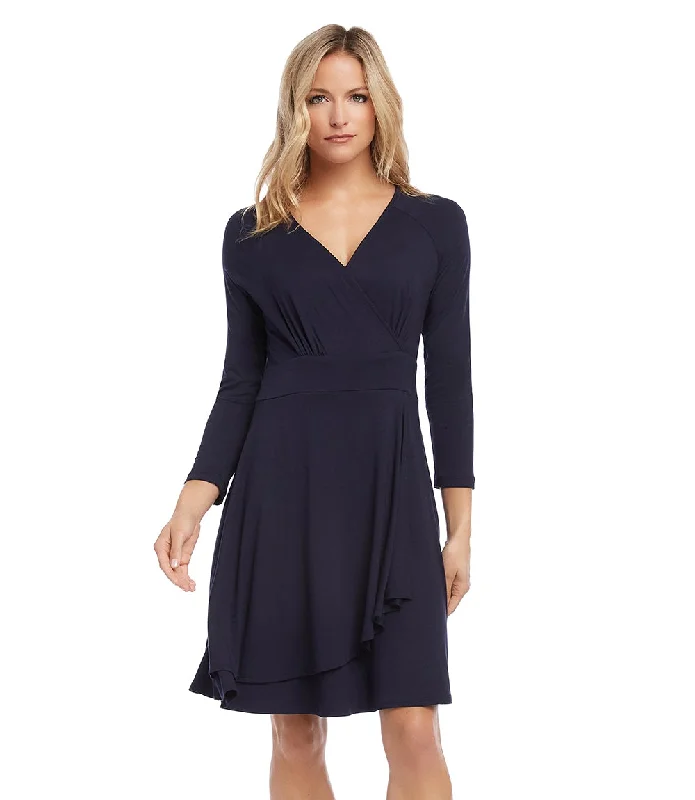 Women's Pleated DressesFaux Wrap Drape Dress