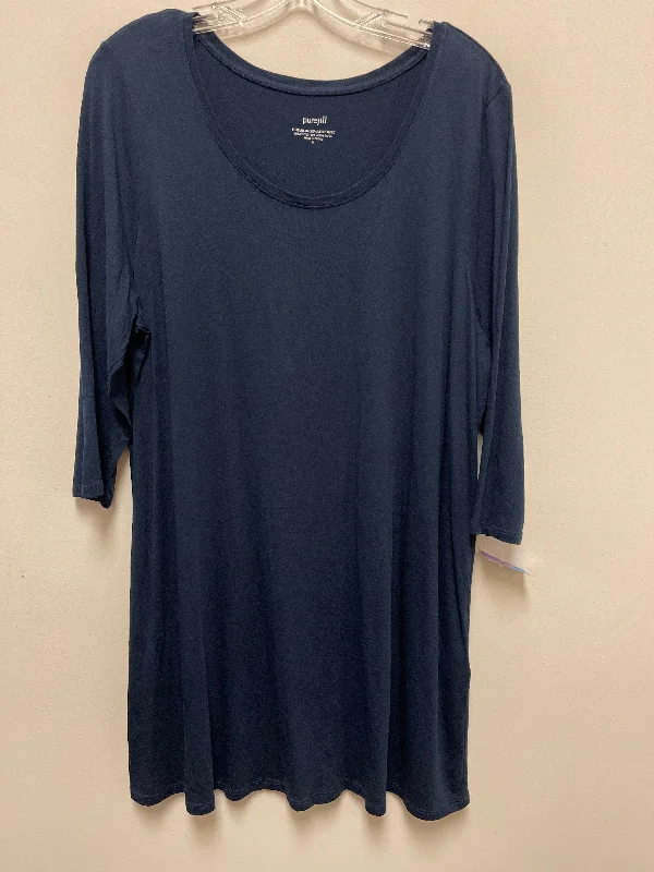 Women's Collarless DressesNavy Dress Casual Short Pure Jill, Size Xl