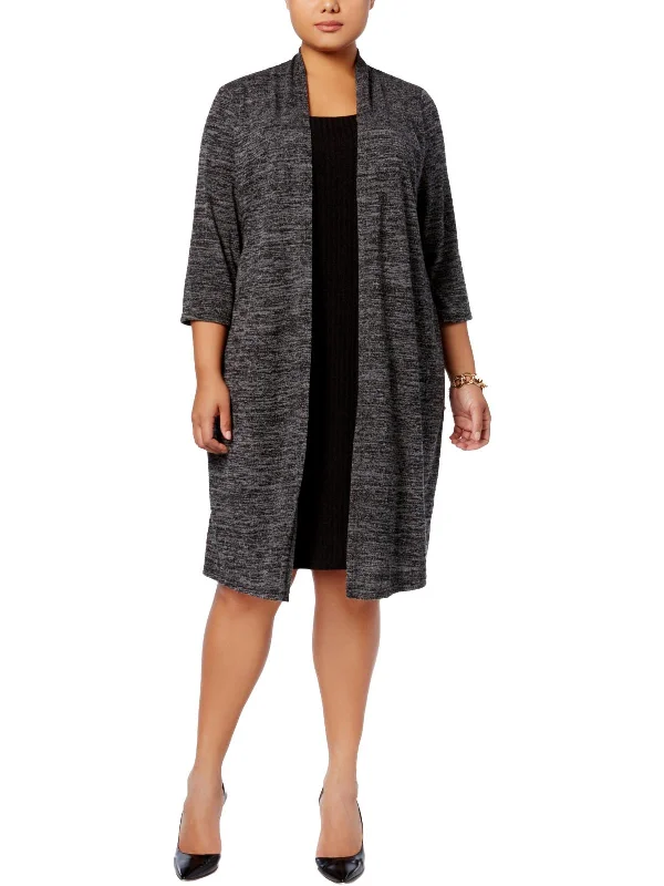 Women's Gathered SweatersPlus Womens Knit Knee-Length Sweaterdress