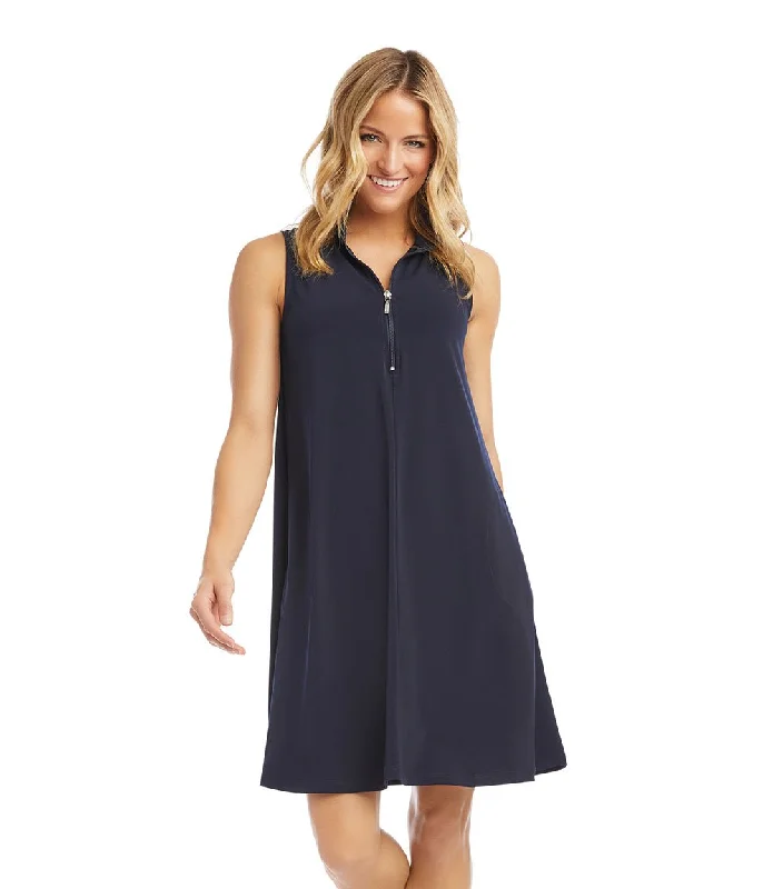 Women's One-Shoulder DressesSleeveless Zip-Up Travel Dress