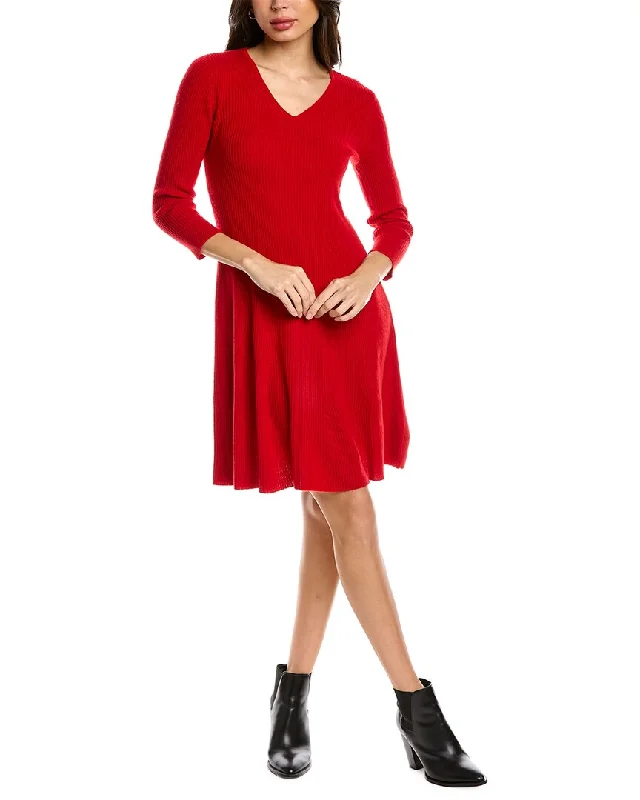 Women's Collarless Design Sweaterssofiacashmere A-Line Cashmere Sweaterdress