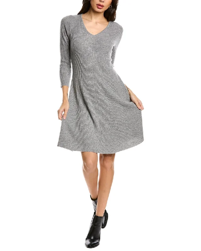 Women's Mandarin Collar Sweaterssofiacashmere A-Line Cashmere Sweaterdress