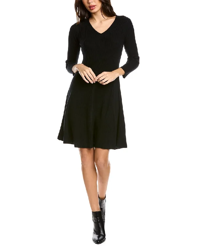 Women's Boat Collar Sweaterssofiacashmere A-Line Cashmere Sweaterdress