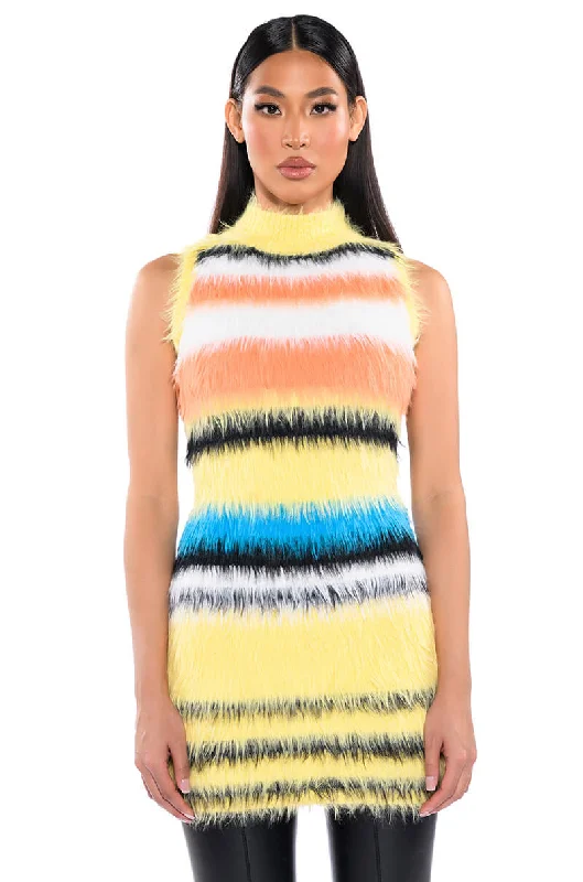 Women's Armenian Wool SweatersSTRIPED FUZZY SWEATER DRESS