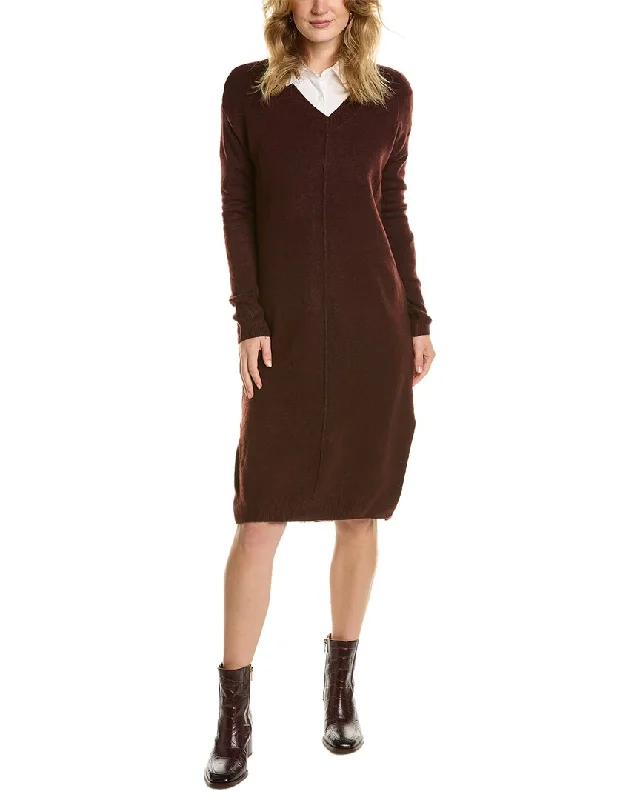 Women's Notched Collar SweatersVince Camuto Side Slits Sweaterdress