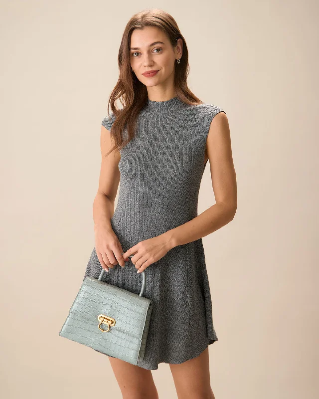 Women's Peter Pan Collar SweatersWomen's Grey Ribbed Knit Sweater Dress