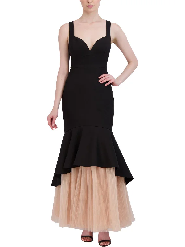 Women's Shift DressesWomens Mixed Media Long Evening Dress