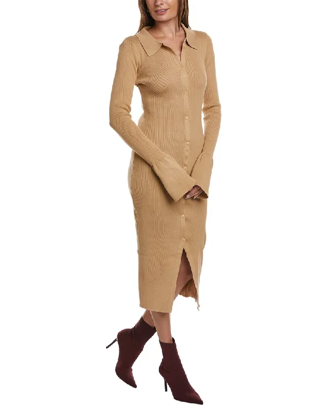 Women's Collarless Design SweatersHL Affair Button-Down Sweaterdress