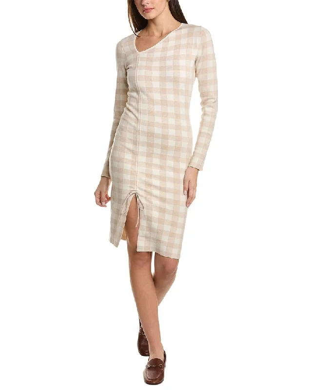 Women's Square Collar SweatersNAADAM Plaid Cashmere & Linen-Blend Sweaterdress