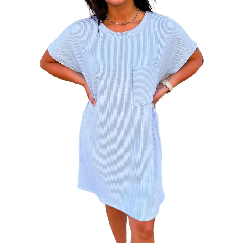 Women's Blouse with Keyhole CollarMaggie Tee Shirt Dress In Blue