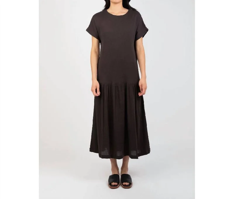 Women's Blouse with TasselsTee Dress In Faded Black