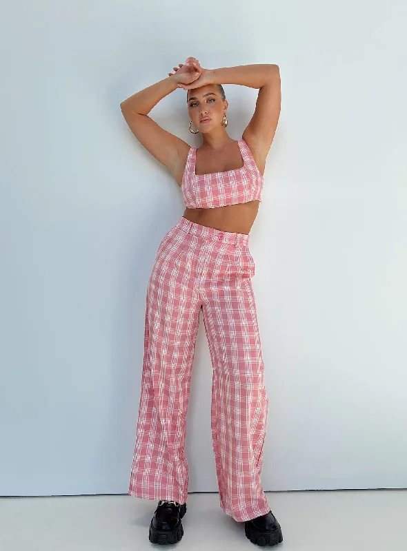 Women's V-Neck BlouseHuxley Set Pink Check