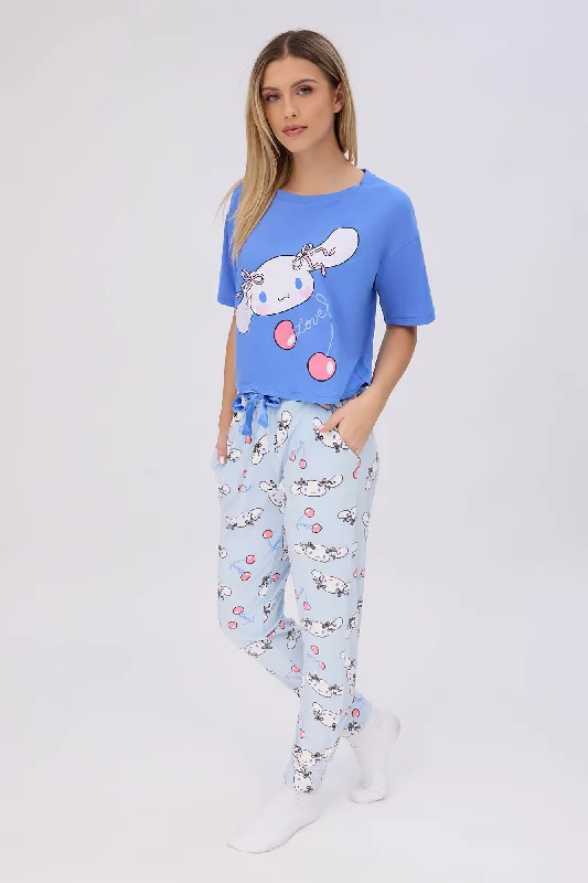 women's button-down pajama shirtsCinnamoroll Super Soft Pajama Tee And Velour Pajama Jogger 2-Piece Set