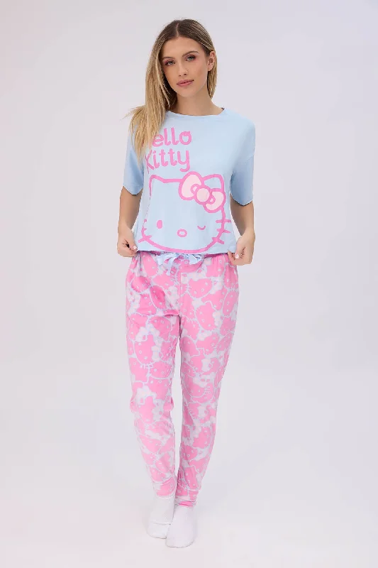 women's pajamas for those who love to stay in and relaxHello Kitty Super Soft Pajama Tee And Velour Pajama Jogger 2-Piece Set