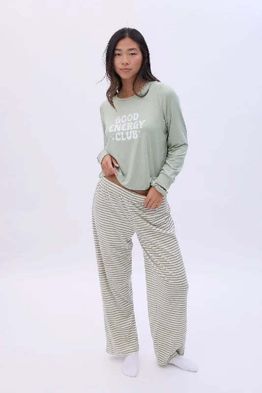 women's pajamas for a cozy night inVelour 3-Piece Pajama Scrunchie Jogger And Tee Set