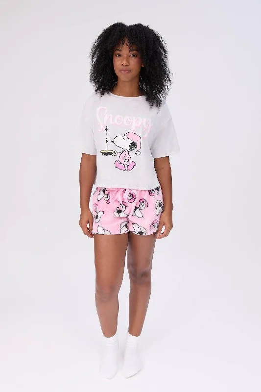 women's pajamas with a comfortable fitPeanuts Snoopy Pajama Tee And Shorts 2-Piece Set