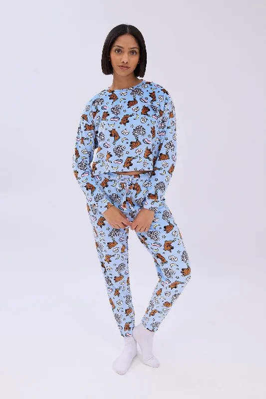 women's pajamas with a comfortable fitScooby-Doo Printed Velour Pajama Jogger And Tee Set