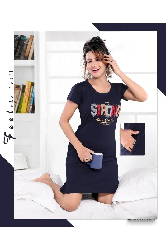 women's pajamas designed for those who believe in sweet dreams and cozy nights.Blue cotton Short nighty for girls