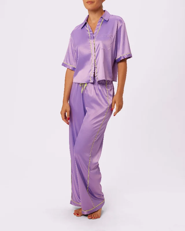 women's pajamas for a night of deep sleepDream Wide Leg Pants | Luxe Satin (Wisteria)