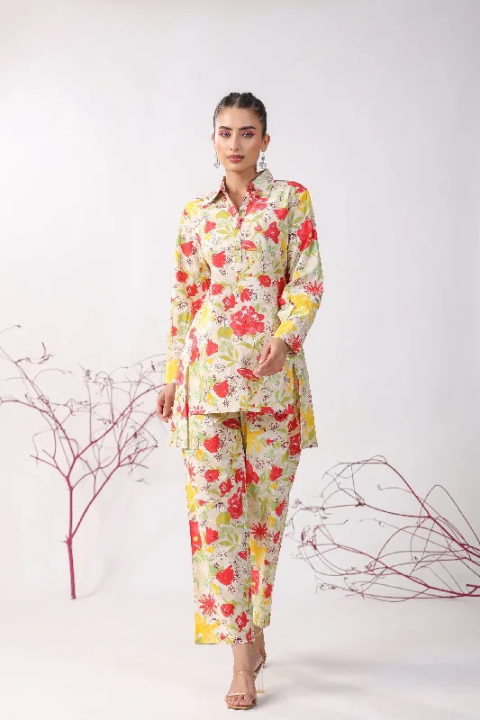 women's pajamas with hidden pocketsFleurs Jaal On Cotton Flex Loungewear Top Set